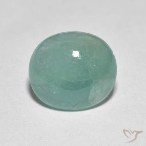 3.09ct 天然 浅蓝绿色 花岗岩, 椭圆形, 半透明