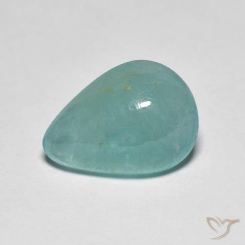 2.85ct 天然 淡蓝绿色 花岗岩, 梨形, 半透明