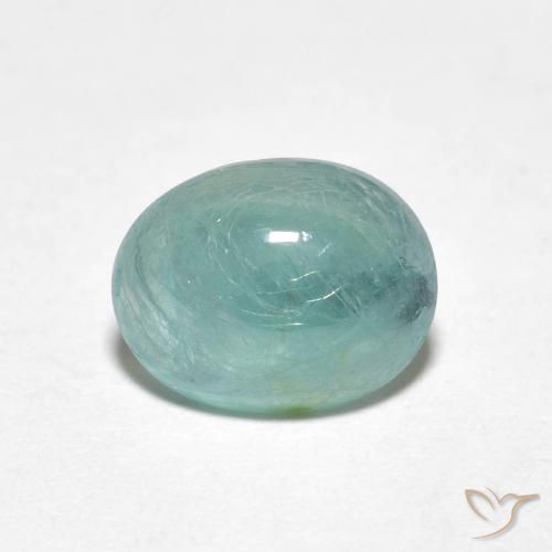 1.96ct 天然 蓝绿色 花岗岩, 椭圆形, 半透明