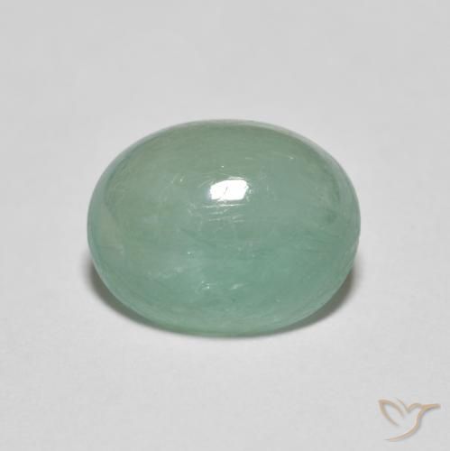 3.37ct 天然 蓝绿色 花岗岩, 椭圆形, 半透明