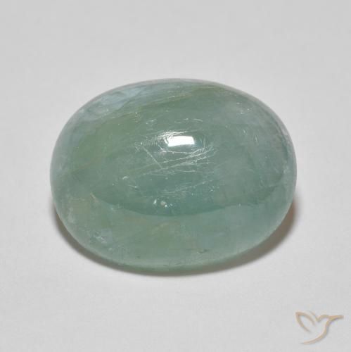 8.65ct 天然 浅绿蓝色 花岗岩, 椭圆形, 半透明