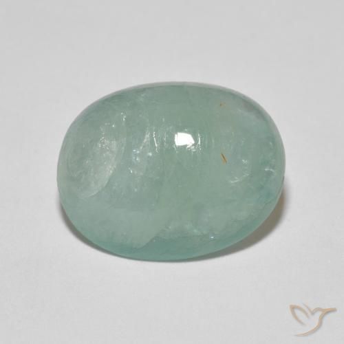 6.72ct 天然 淡绿蓝 花岗岩, 椭圆形, 半透明