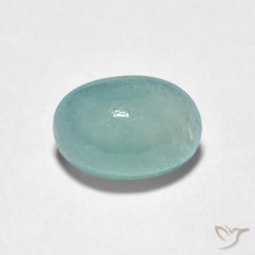 2.06ct 天然 浅蓝绿色 花岗岩, 椭圆形, 半透明