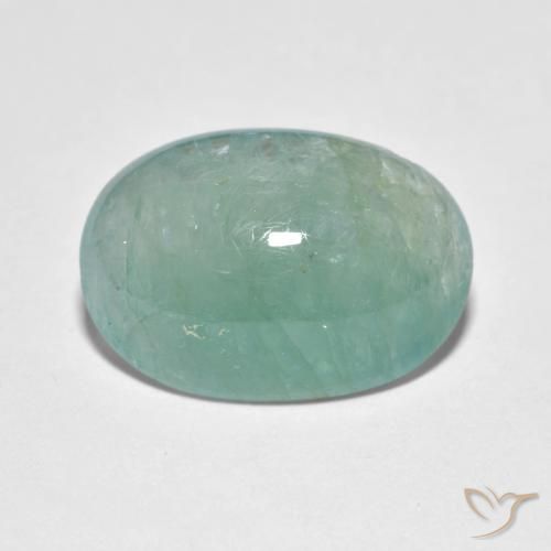 6.34ct 天然 蓝绿色 花岗岩, 椭圆形, 半透明