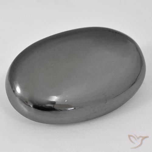 34.18ct 天然 银灰色 赤铁矿, 椭圆形, 不透明