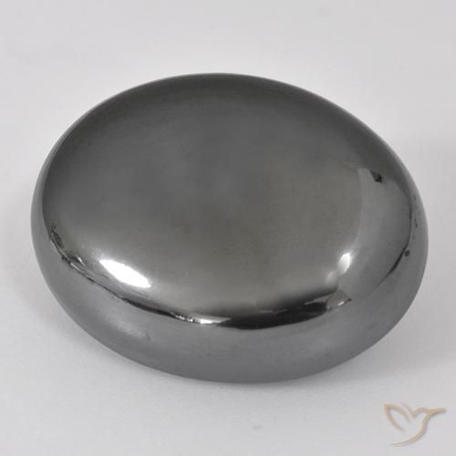 38.37ct 天然 银灰色 赤铁矿, 椭圆形, 不透明