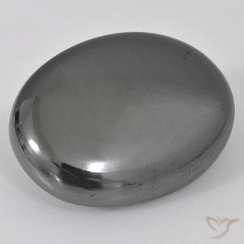 38.87ct 天然 银灰色 赤铁矿, 椭圆形, 不透明