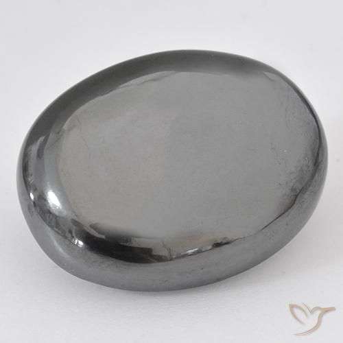 36.93ct 天然 银灰色 赤铁矿, 椭圆形, 不透明