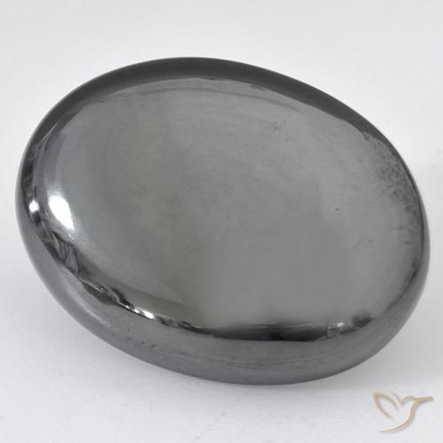 37.03ct 天然 银灰色 赤铁矿, 椭圆形, 不透明
