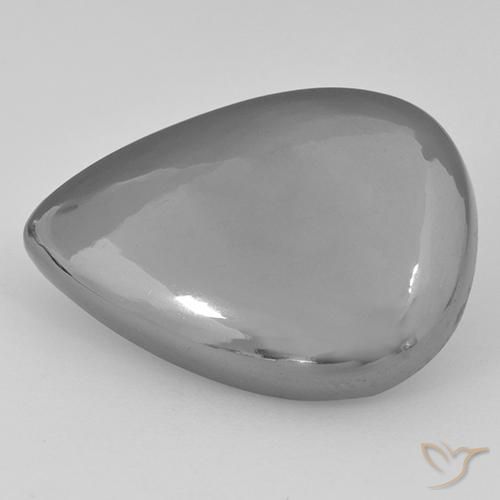 30.47ct 天然 银灰色 赤铁矿, 梨形, 不透明
