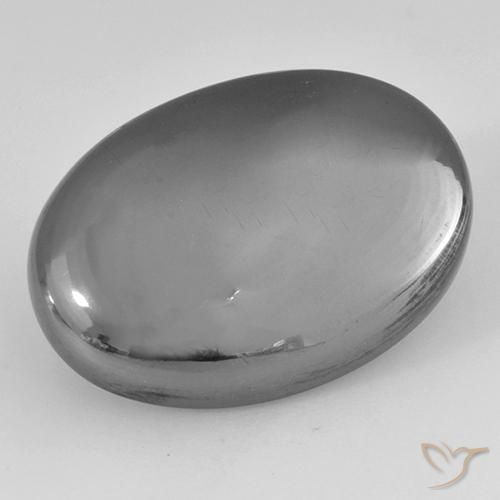 36.25ct 天然 银灰色 赤铁矿, 椭圆形, 不透明