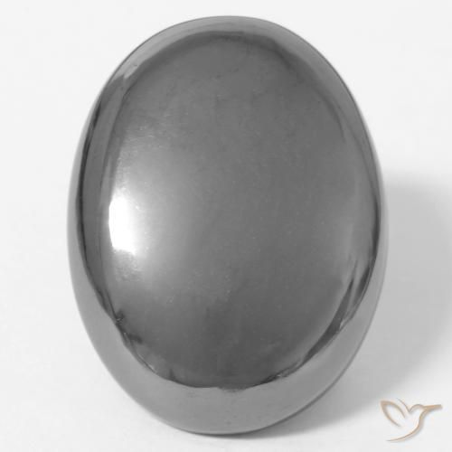 38.27ct 天然 银灰色 赤铁矿, 椭圆形, 不透明