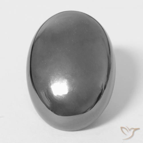 28.61ct 天然 银灰色 赤铁矿, 椭圆形, 不透明