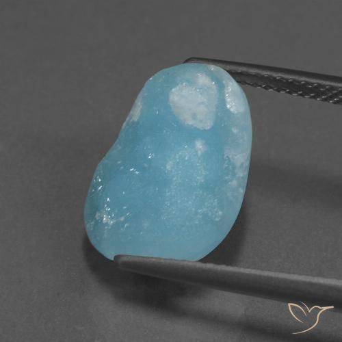 7.82ct 天然 水蓝 异极矿晶簇, 花式切割, 不透明