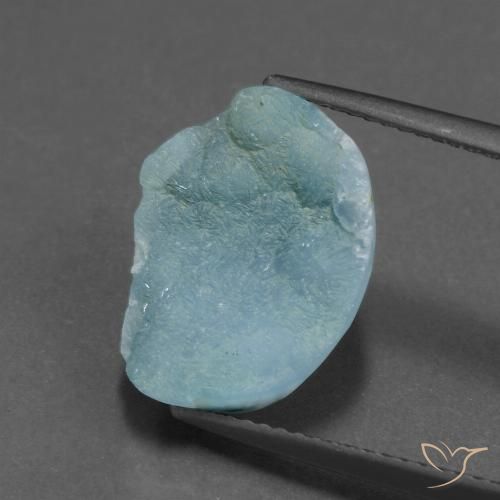6.13ct 天然 浅蓝绿色 异极矿晶簇, 花式切割, 不透明