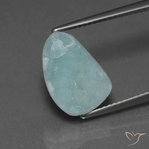 5.43ct 天然 浅蓝绿色 异极矿晶簇, 花式切割, 不透明