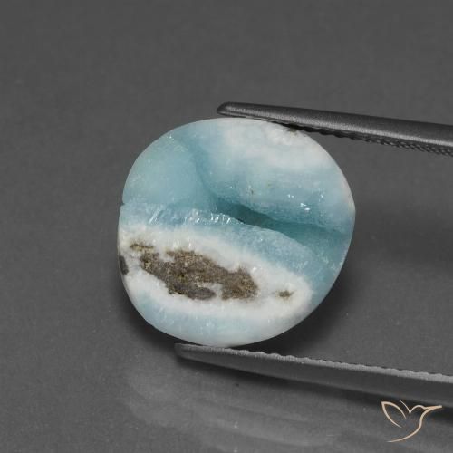 6.94ct 天然 浅蓝绿色 异极矿晶簇, 花式切割, 不透明