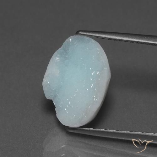 5.39ct 天然 浅蓝绿色 异极矿晶簇, 花式切割, 不透明