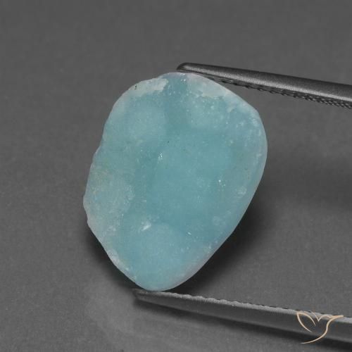 6.79ct 天然 海泡绿 异极矿晶簇, 花式切割, 不透明