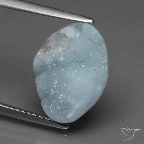 6.64ct 天然 浅绿蓝 异极矿晶簇, 花式切割, 不透明