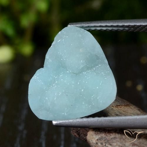 5.62ct 天然 海泡蓝 异极矿晶簇, 胖三角形, 不透明