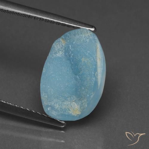 5.68ct 天然 水蓝 异极矿晶簇, 花式切割, 不透明
