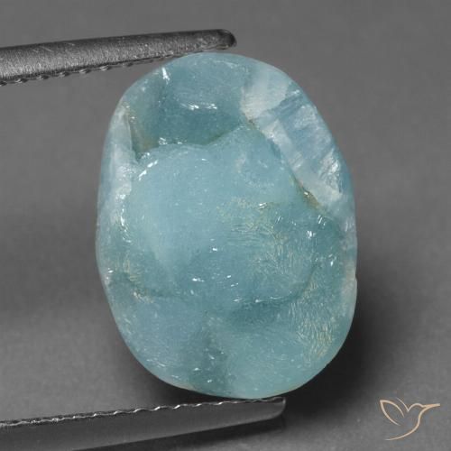 8.21ct 天然 浅蓝绿色 异极矿晶簇, 花式切割, 不透明