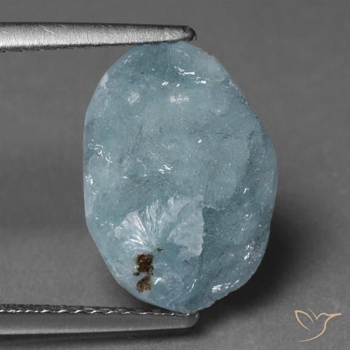 6.34ct 天然 浅蓝绿色 异极矿晶簇, 花式切割, 不透明