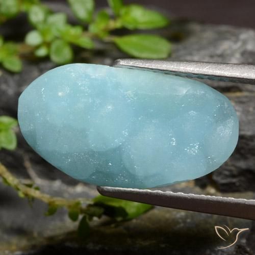 6.06ct 天然 浅蓝绿色 异极矿晶簇, 花式切割, 不透明
