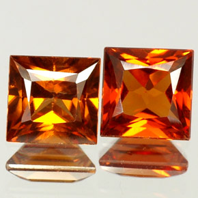 天然橙色桂榴石，方形，5.1×4.9毫米，VS