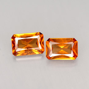 天然橙色桂榴石，祖母绿式切割，6.1×4.2毫米，VS-SI