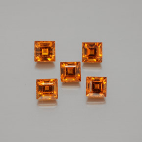 1.80天然橙色桂榴石，方形，3.6×3.6毫米，VS