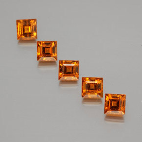 1.80天然橙色桂榴石，方形，3.6×3.6毫米，VS