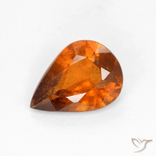 1.11ct 天然 中深橙色 钙铝榴石, 梨形, SI