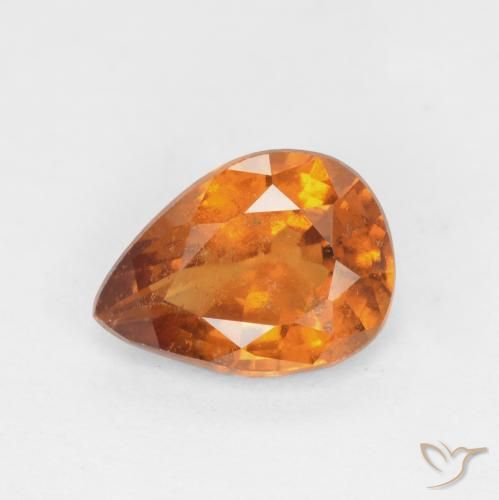 1.14ct 天然 中深橙色 钙铝榴石, 梨形, SI