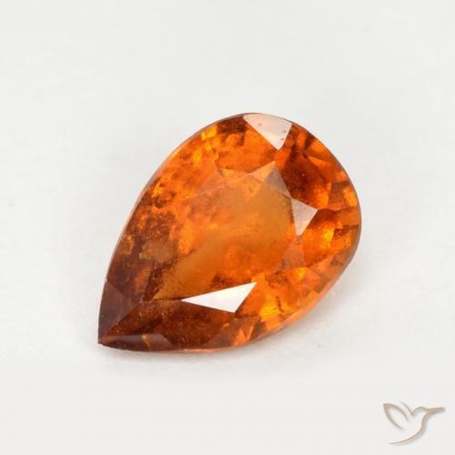 0.93ct 天然 中深橙色 钙铝榴石, 梨形, SI