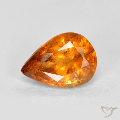 0.81ct 天然 亮橙色 钙铝榴石, 梨形, SI