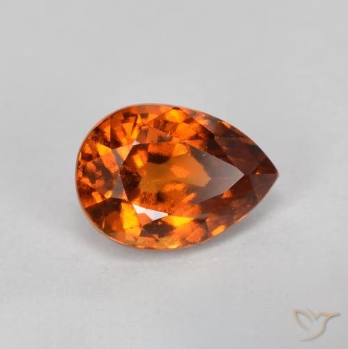 0.93ct 天然 深橙色 钙铝榴石, 梨形, VS