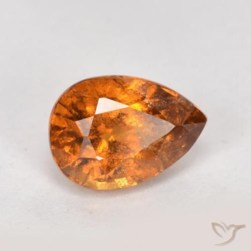 0.99ct 天然 深橙色 钙铝榴石, 梨形, SI