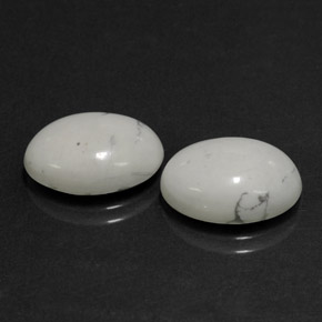 天然白色豪石，椭圆形切割，14.3×10.3毫米，不透明