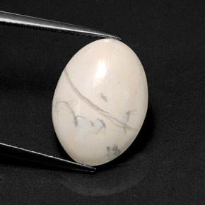 9.30克拉天然白色豪石，椭圆形切割，18×13毫米，不透明