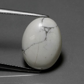 9.10克拉天然白色豪石，椭圆形切割，16.7×12.8毫米，不透明