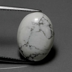 7.88克拉天然白色豪石，椭圆形切割，16.1×12.2毫米，不透明