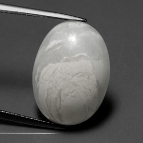 10.33克拉天然白色豪石，椭圆形切割，18.3×13.4毫米，不透明