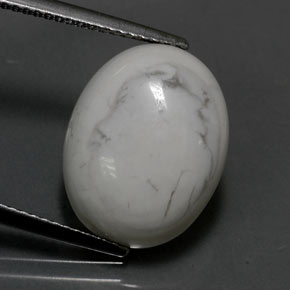 8.19克拉天然白色豪石，椭圆形切割，16×12.5毫米，不透明