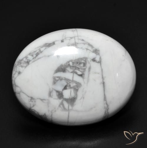 16.71ct 天然 灰白色 硅硼钙石, 椭圆形, 不透明