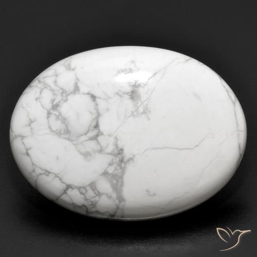 26.94ct 天然 灰白色 硅硼钙石, 椭圆形, 不透明