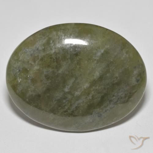 44.18ct 天然 暗绿色 符山石, 椭圆形, 不透明