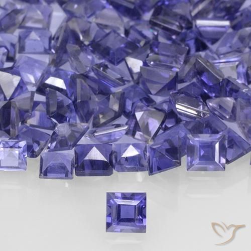0.12克拉天然紫罗兰色堇青石，方形，3×3毫米，VVS-VS