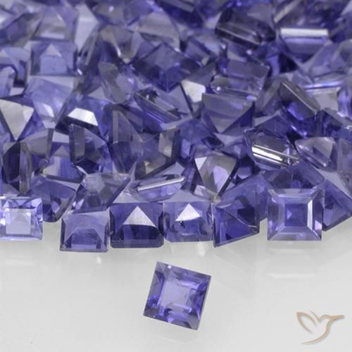 0.12克拉天然紫罗兰色堇青石，方形，3×3毫米，VVS-VS